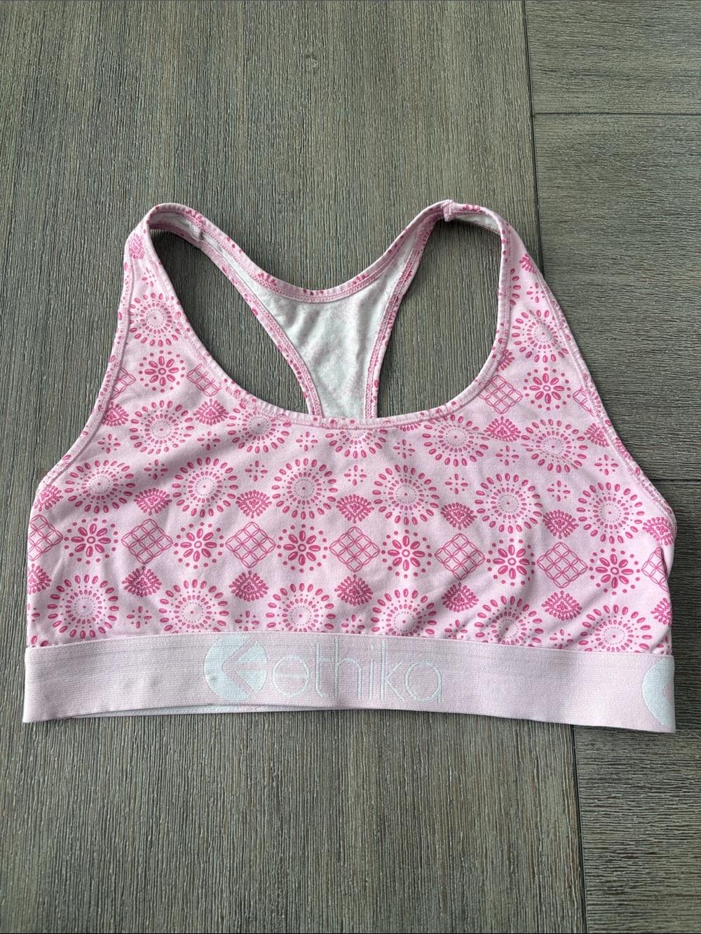 ethika Light Pink Patterned Racerback Sports Bra
